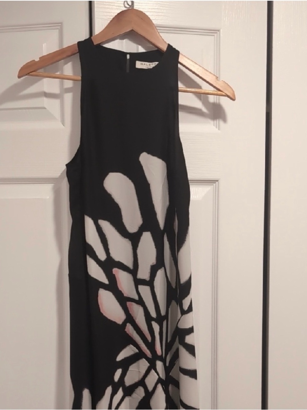 Halston Heritage Black and White Abstract Maxi Dress